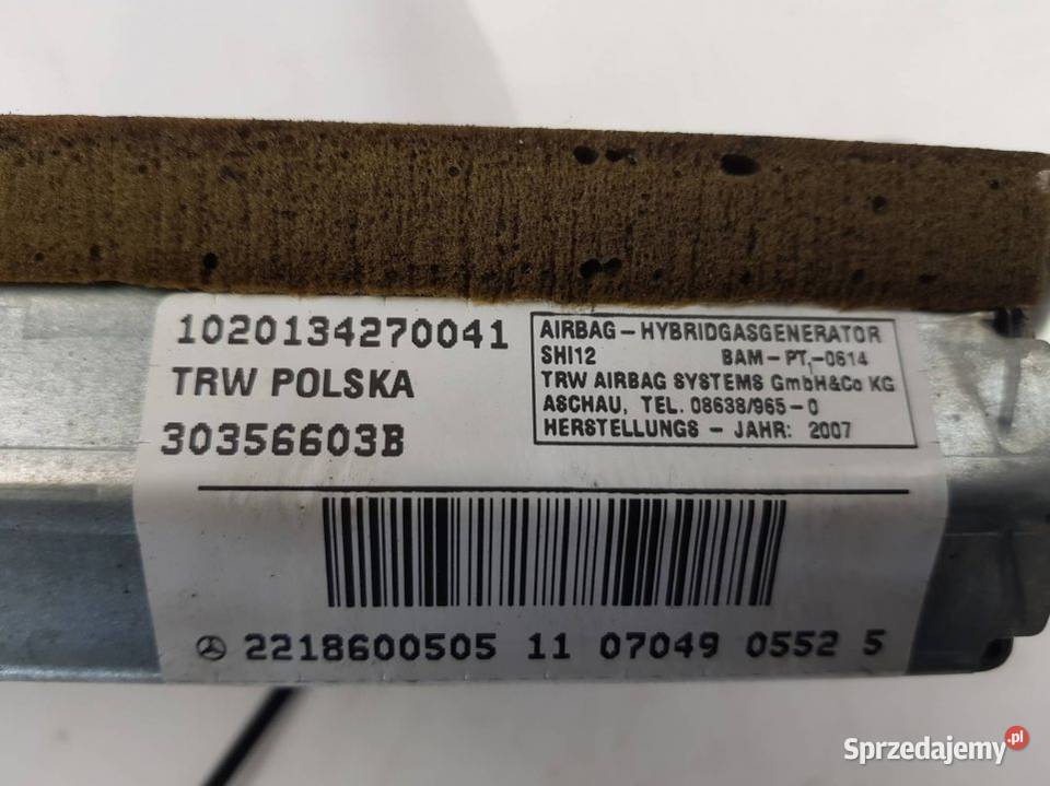 PODUSZKA AIRBAG A2218600505 S 320 Pozostałe kujawsko-pomorskie Lipno