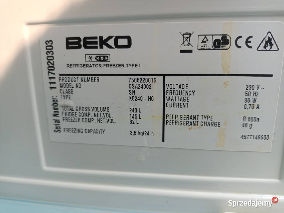 lodówka beko 152 Warlubie sprzedam