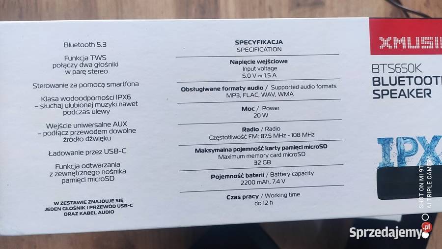 2 x głośnik mobilny Xmusic BTS650K czarny 2 x Czemierniki