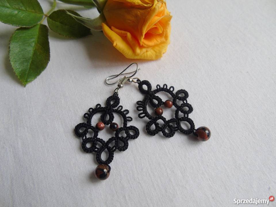 Kolczyki Frywolitkowe Kolczyki Wiśniowa sprzedam