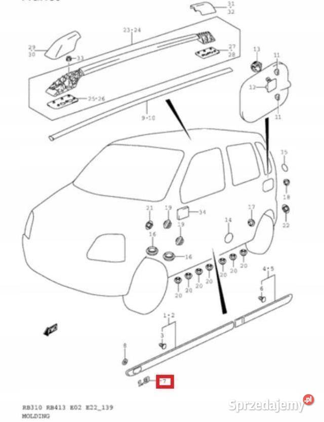 NAKLEJKA NAPIS NA LISTWE DRZWI SUZUKI WAGON R 13