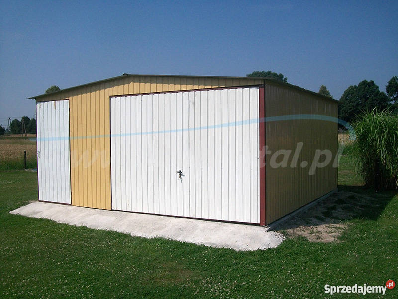 Garaż blaszany drewnopodobny 6x6 blacha orzech Biłgoraj