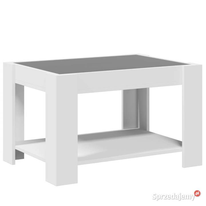 Stolik kawowy z LED biały 73x53x45 materiał Warszawa