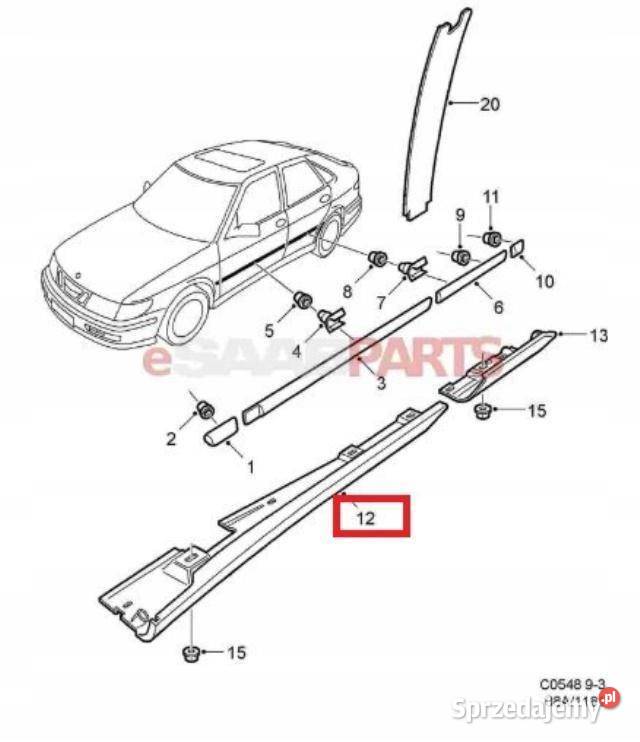 OSŁONA PROGU LEWA SAAB 900 9498 93 93 9803 NOWA Progi