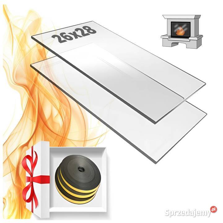 SZYBA KOMINKOWA SZKŁO ŻAROODPORNE 26x28 DO PIECA małopolskie Skawina