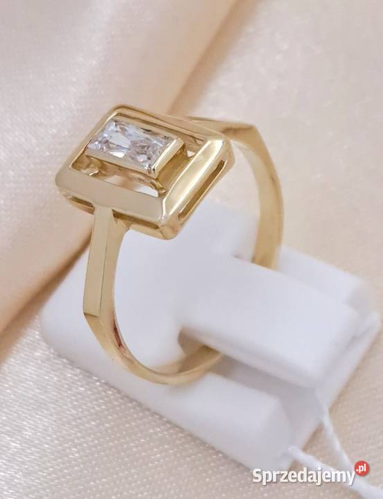 Pierścionek r16 Złoty pr585 Prostokąt z Pierścionki Poznań