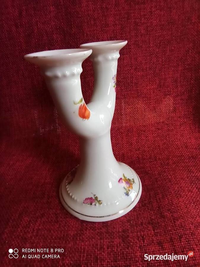 Świecznik Dresden Biała porcelana bukiecikami Porcelana i szkło Gdańsk sprzedam