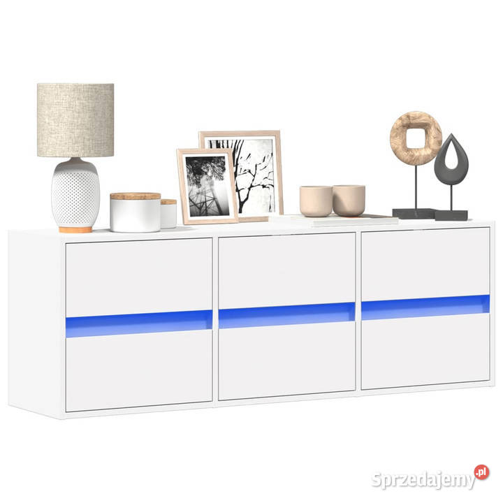 Ścienna szafka TV z LED biała 130x31x45 WM852299 Warszawa