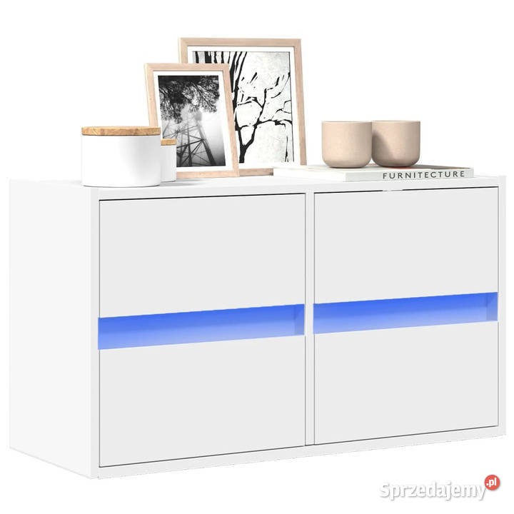 Ścienna szafka TV z LED biała 80x31x45 WM852285 Warszawa