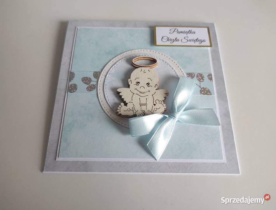 Kartka ręcznie robiona na Chrzest Święty z łódzkie Łódź