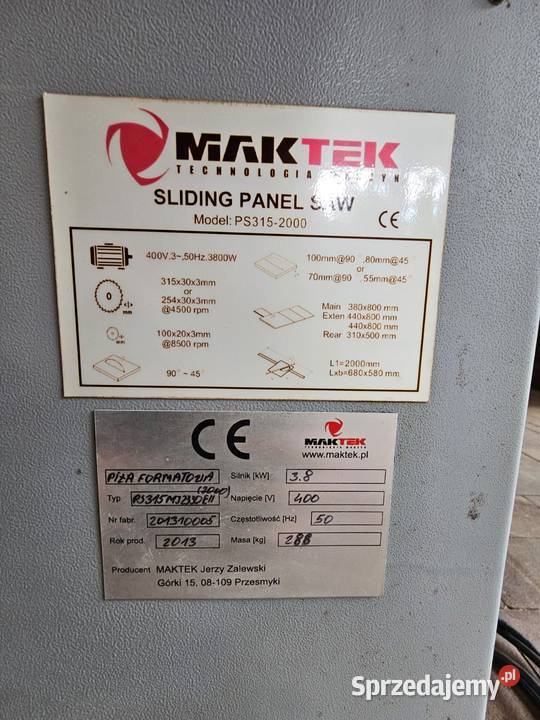 Piła formatowa MAKTEK 3152000 400V z podcinakiem Radomsko
