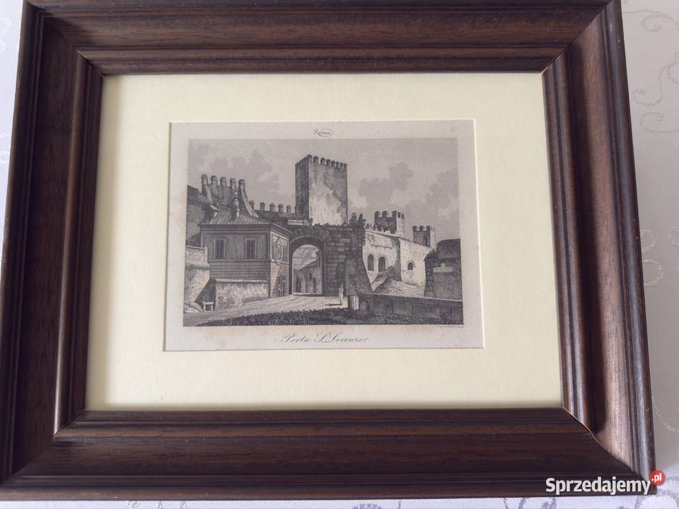 Antyczny Miedzioryt XIX w Porta San Lorenzo Rzym Czerwionka-Leszczyny
