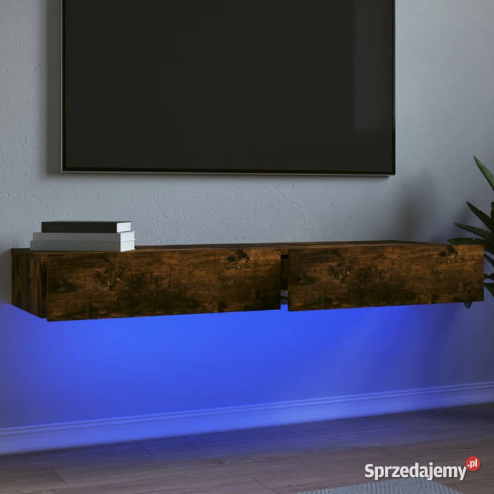 Szafki pod TV z LED 2 przydymiony dąb 60x35x155 Warszawa