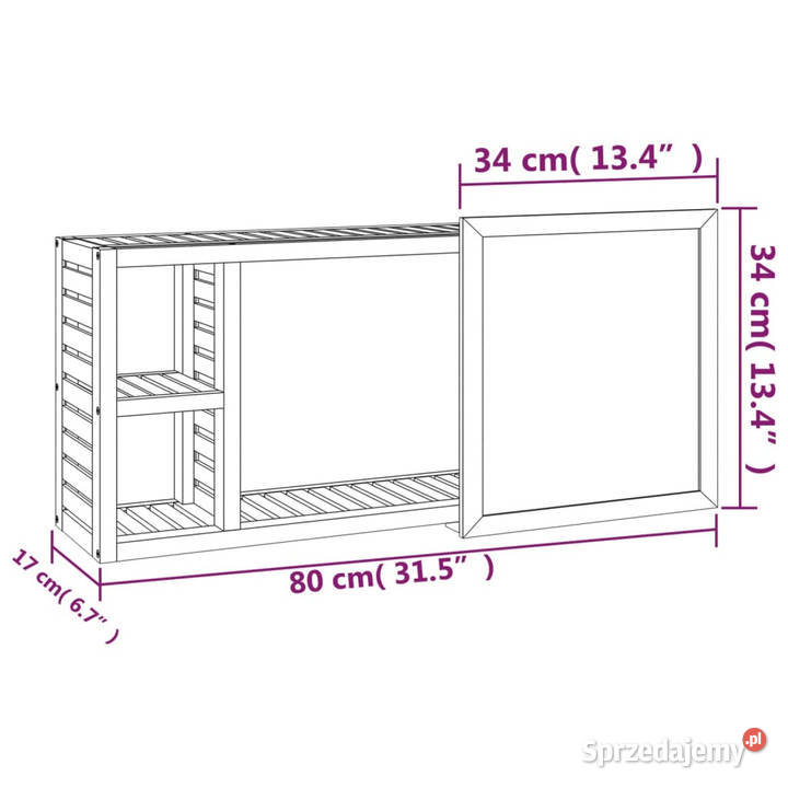 Szafka z lustrem 80x17x34 lity orzech włoski Warszawa