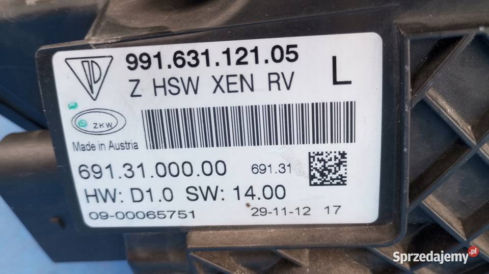 LAMPA LEWY PRZÓD IGŁA 99163112105 PORSCHE Nowy Tomyśl sprzedam