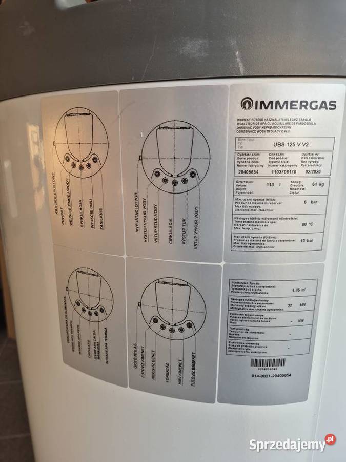 Zasobnik ciepłej wody Immergas UBS 125 V V2 sprzedam