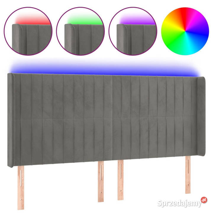 Zagłówek do łóżka z LED jasnoszary 203x16x118128 mazowieckie