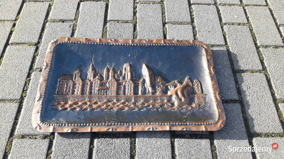 Stary miedzioryt Gdańsk panorama 49 x 30 PRL Antyki, Sztuka, Kolekcje Gdynia