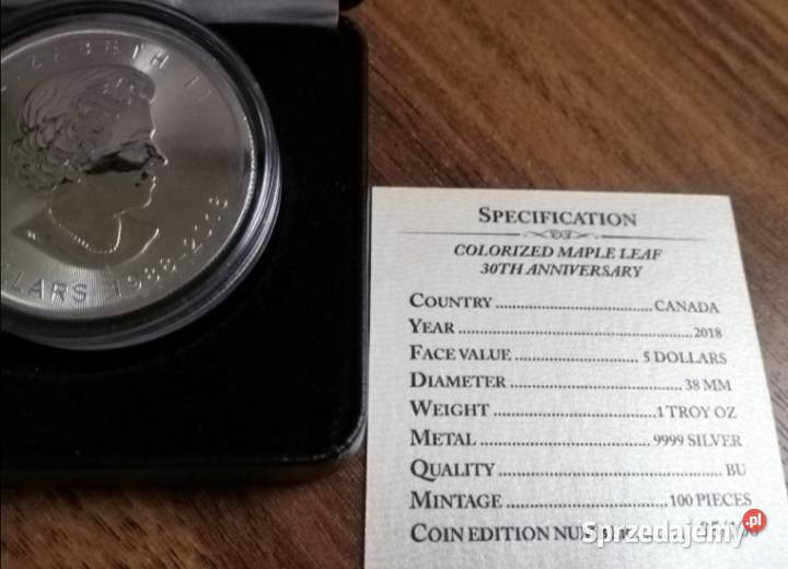 Liść Klonowy Kanada 2018 1oz 1 uncja srebra 9999 Opole