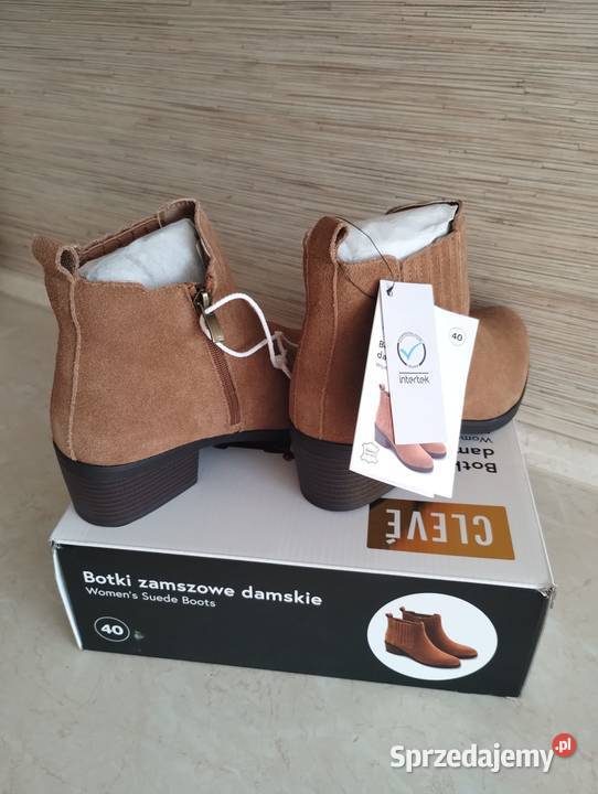 NOWE Buty damskie zamszowe botki JASNY BRĄŻ Kozaki Zabrze