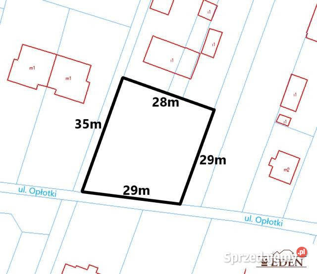 sprzedaży działki 904m2 Łuków Opłotki 319zł/m2 Sprzedaż