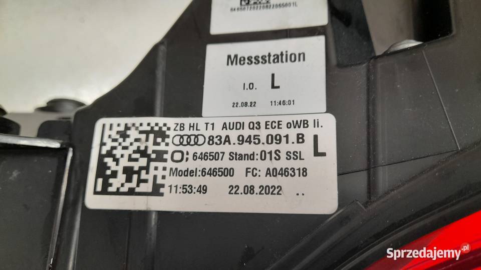 AUDI Q3 II LAMPA LEWA LEWY TYŁ TYLNA LED zachodniopomorskie Goleniów