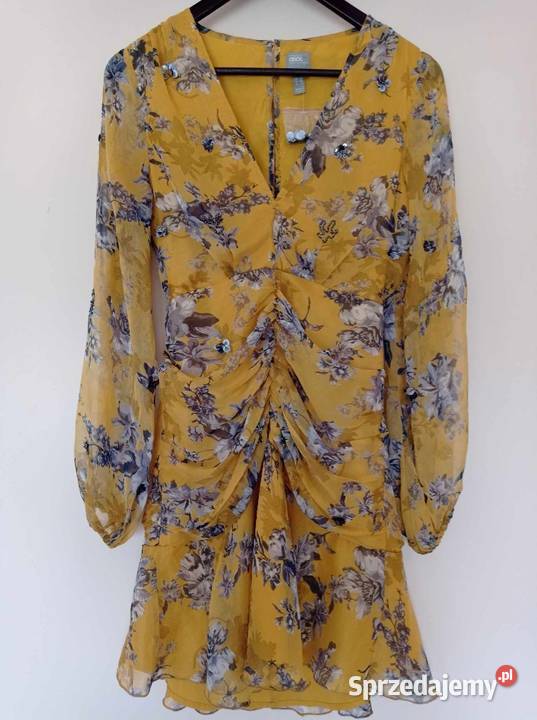 Musztardowa sukienka mini marki ASOS Kwiatki Hajnówka sprzedam