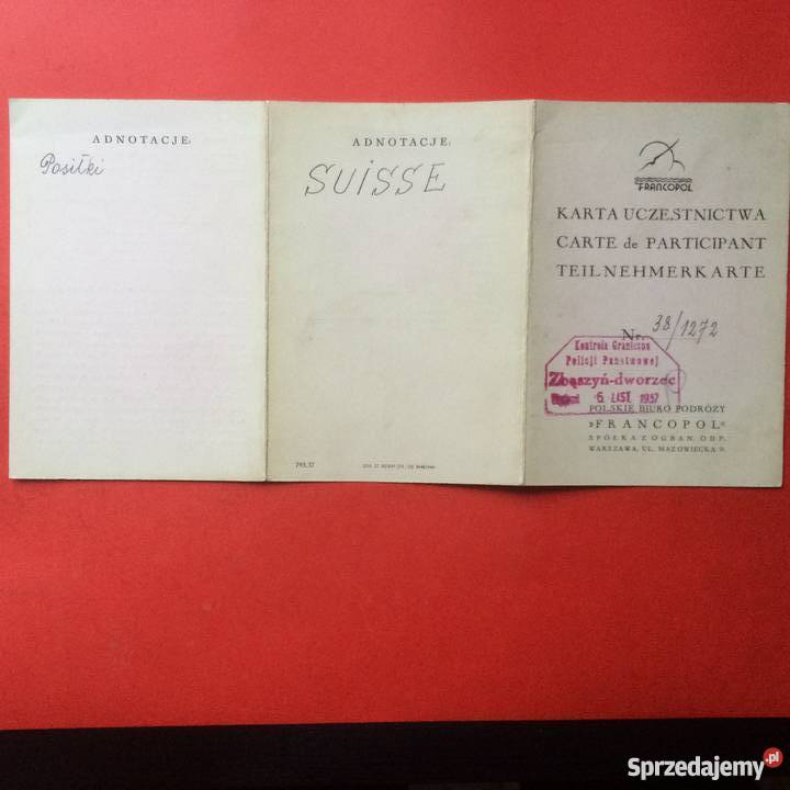 860 Karta Uczestnictwa w Wycieczce Antykwariat Szczecin sprzedam