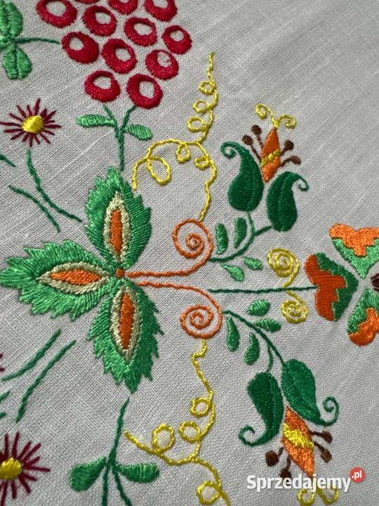 obrus haftowany wzory cebulowe rękodzieło biały Zabrze