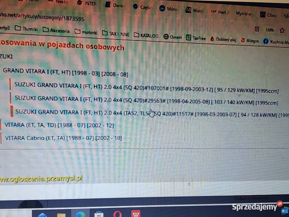 Sprzęgło SUZKI VITARA 1 osobowe Orły sprzedam