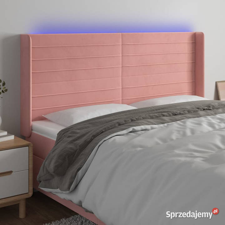 Zagłówek do łóżka z LED różowy 163x16x118128