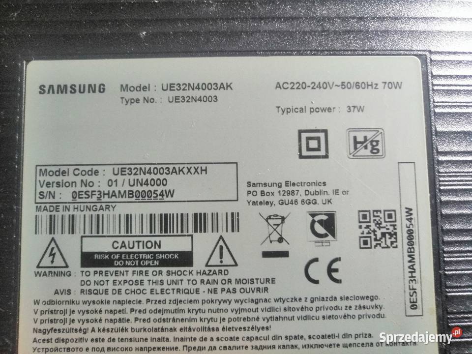 Części z tv samsung eu32n4003 Chrostkowo