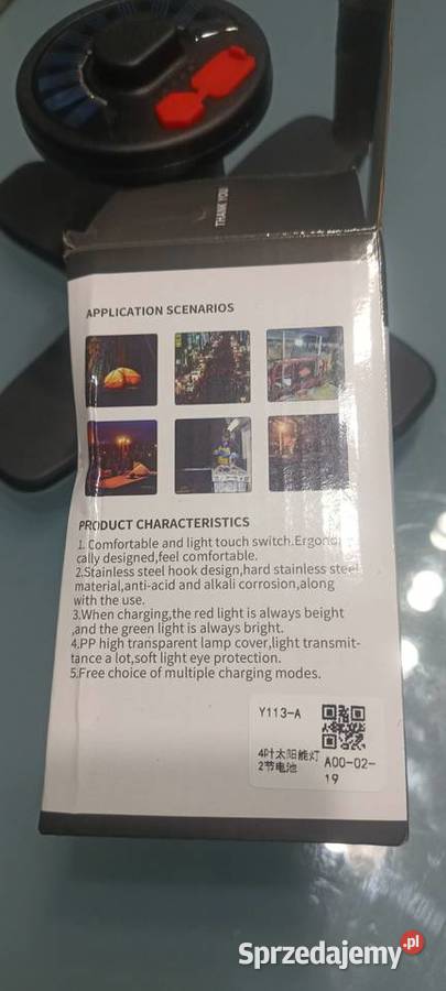 Lampa solarna kempingowa ogrodowa