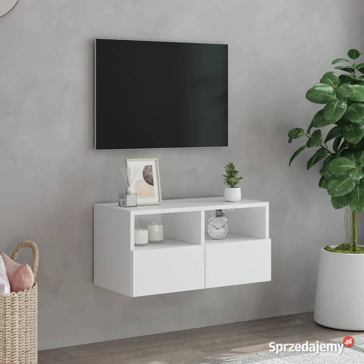 Ścienna szafka TV biała 60x30x30 materiał Warszawa