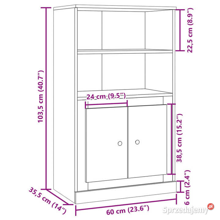 Kredens dąb artisian 60x355x1035 materiał mazowieckie Warszawa