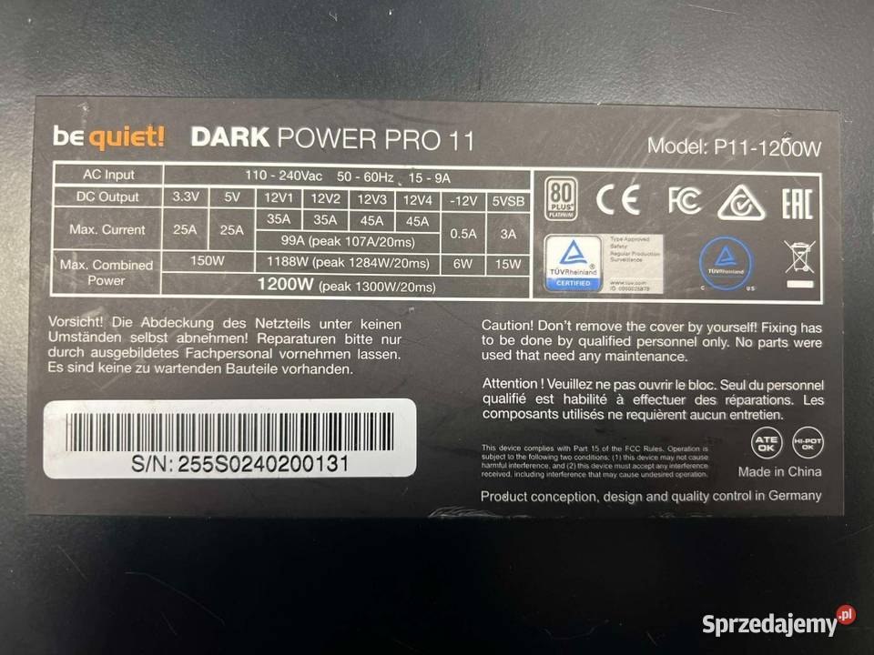 Zasilacz Be Quiet Dark Power PRO 11 1200W Pozostałe Gliwice
