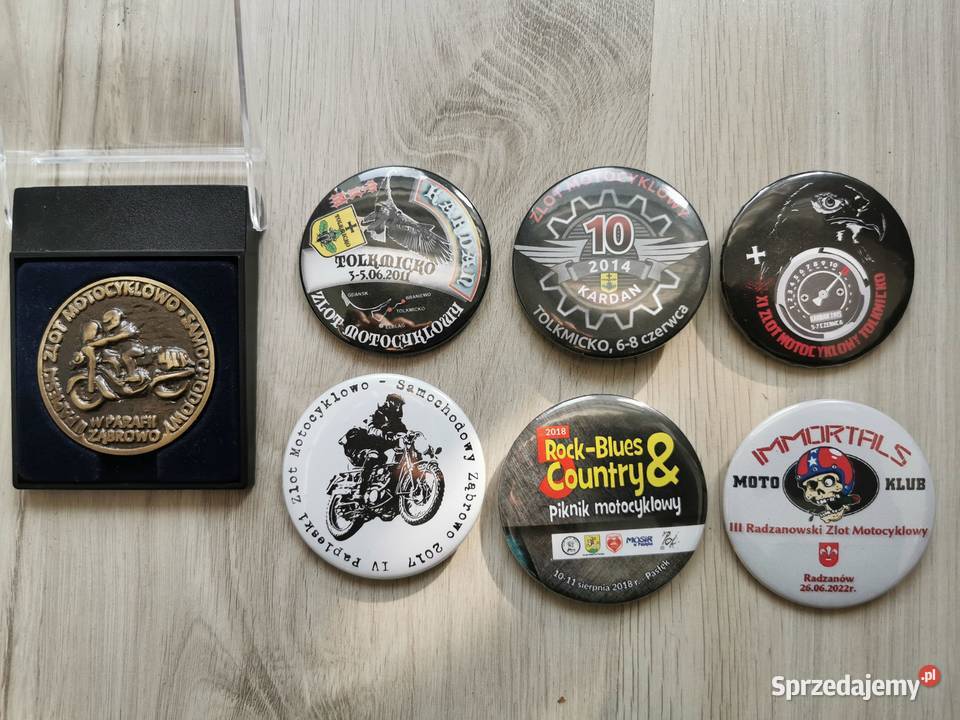 Kolekcja motocyklowych 90 blach zlotowych Iława