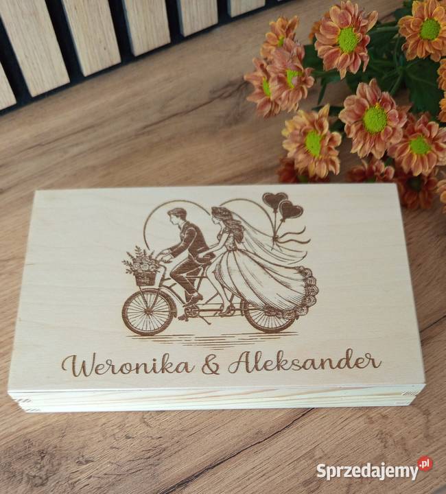 Personalizowane pudełko na pieniądze ślubne wzór łódzkie