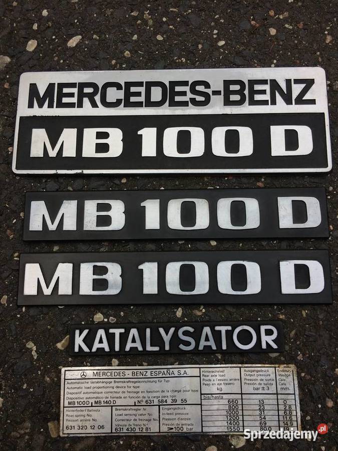 Emblematy zewn i tabliczka Mercedes MB100 Mb 100 Warszawa