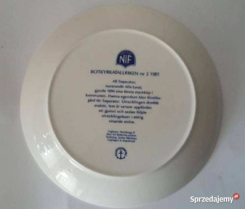Talerz KolekcjonerskiGUSTAVSBERG Szwecja 1981 Porcelana i szkło Gdańsk