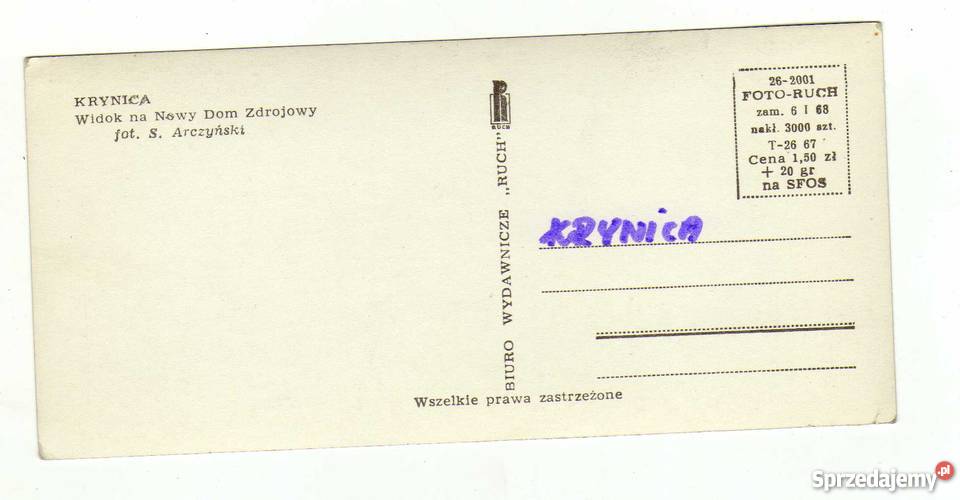 KRYNICA NOWY DOM ZDROJOWY POCZTÓWKA CZARNO BIAŁA Krynki