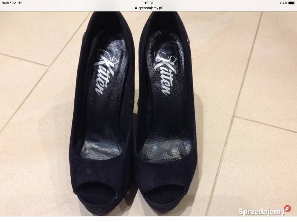 Czarne Buty Zamszowe Na Szpilce 36 Platforma Nowa Sól