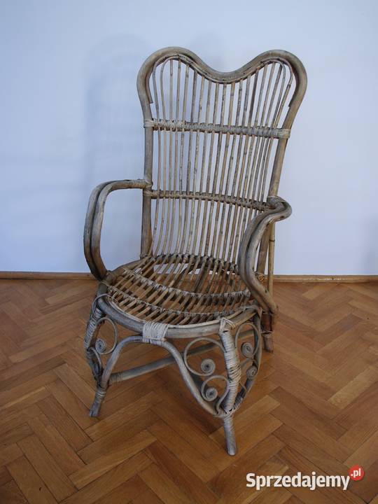 Fotel wiklinowy balkon ogród taras PRL Gdańsk