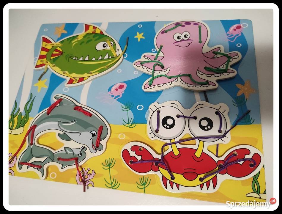 Drewniana zabawka przyszywanka sznurowanka 3 lata+ Edukacyjne mazowieckie Płock