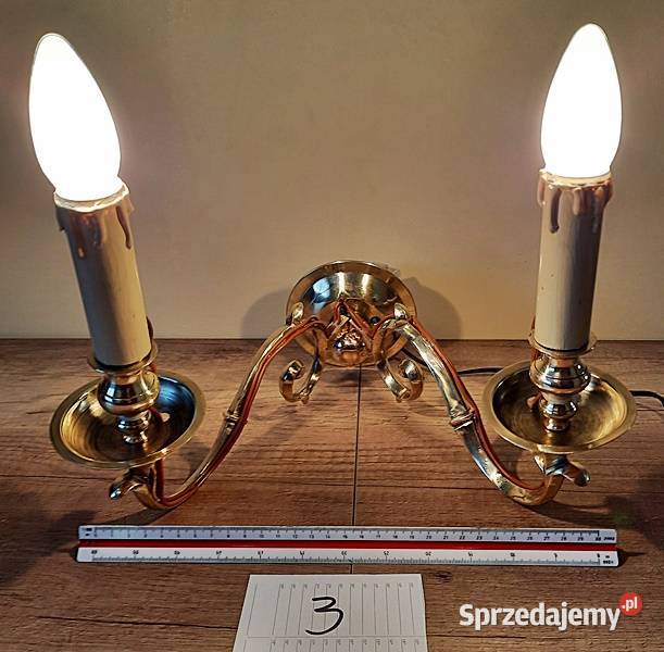 Kinkiet kinkiety podwójne mosiężne przedwojeene Ostrów Wielkopolski