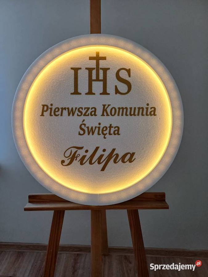 Koło z oświetleniem dekoracja Pierwsza Komunia Dobrzyca