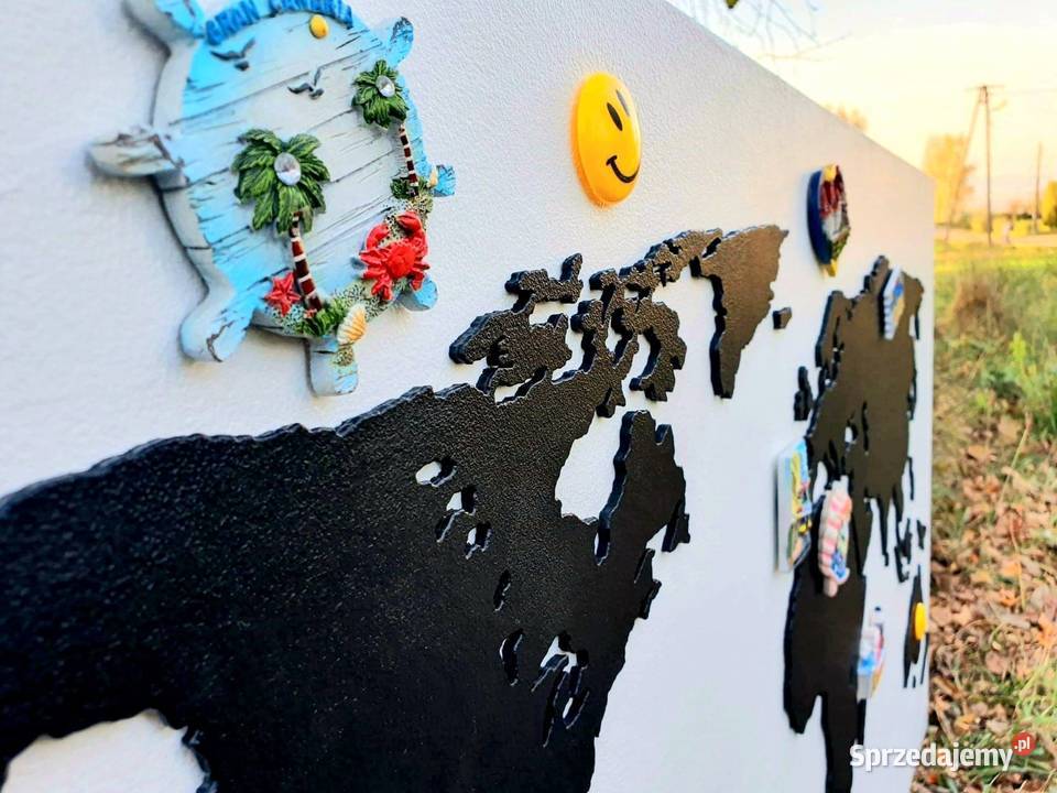 MAPA ŚWIATA w całości z drewna ORYGINALNA różne małopolskie Tuchów