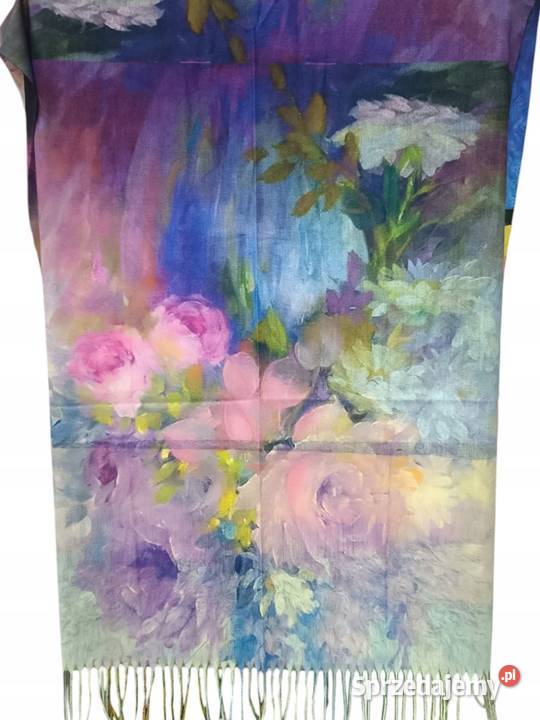 Chusta Szal apaszka dwustronne dzieło sztuki Pątnów