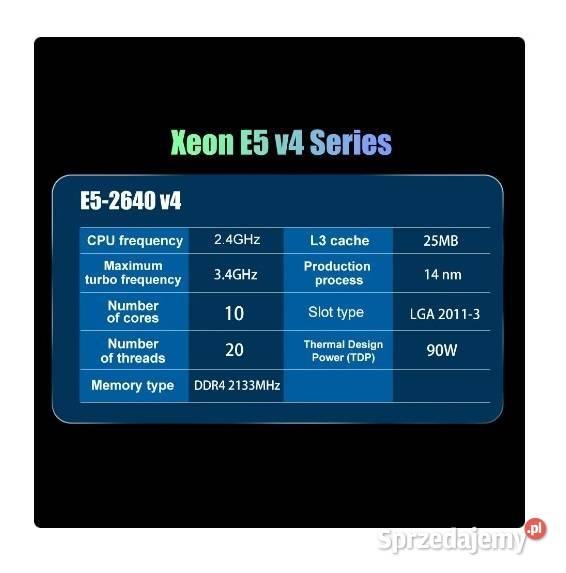 Intel Xeon E52640 V4 gniazdo LGA 20113 10 rdzeni Piekary Śląskie