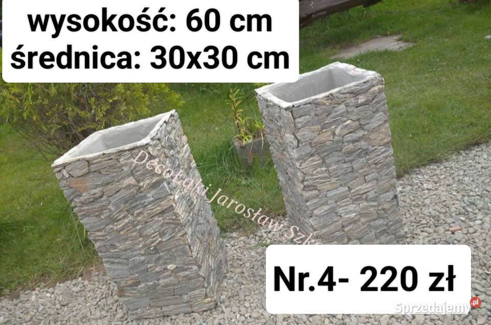 4 Donica kolumna kwadrat z kamienia naturalnego Długołęka-Świerkla